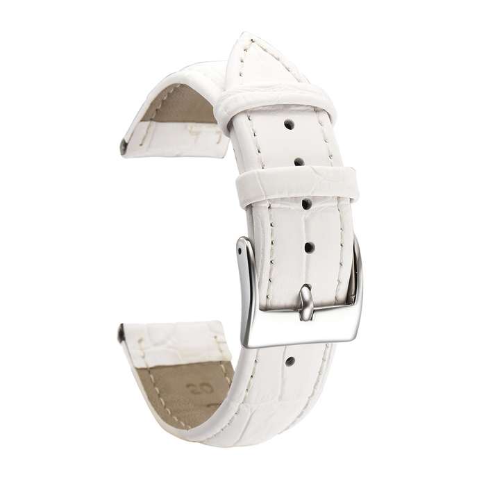 22mm Crocodile Pattern PU Leather Strap White