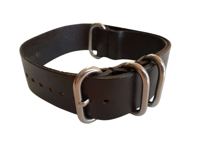 22mm PU Leather Nato Watch Strap Black