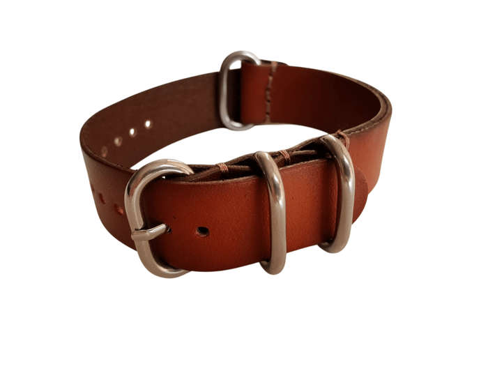 22mm PU Leather Nato Watch Strap Light Brown