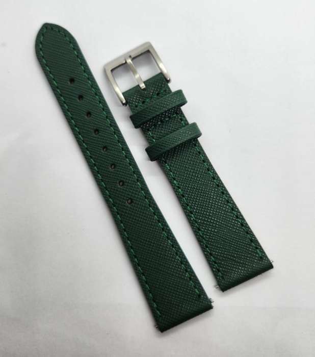 20mm Saffiano Pattern PU Leather Strap Green