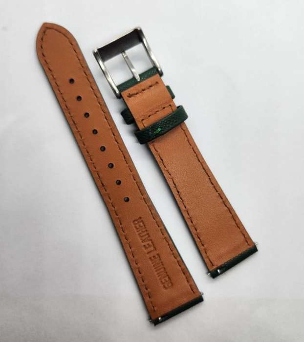 20mm Saffiano Pattern PU Leather Strap Green