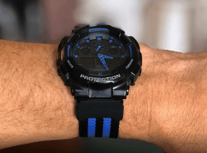 22mm Nato Watch Strap Black/Blue