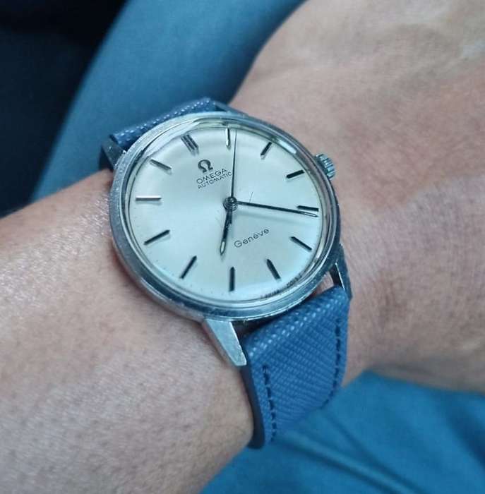 22mm Saffiano Pattern PU Leather Strap Blue