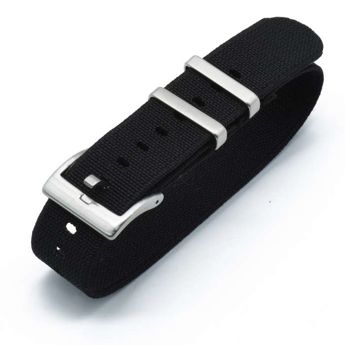 20mm Single Pass Elastic Nato Watch Strap Black