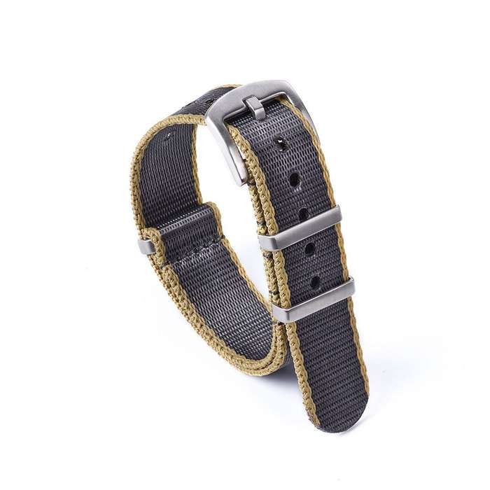 22mm Premium Seat Belt Nato Watch Strap Grey/Beige