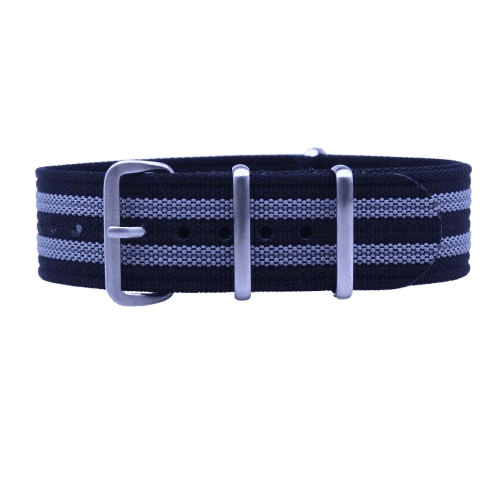 20mm Ribbed Nato Watch Strap Black/Grey (Bond)
