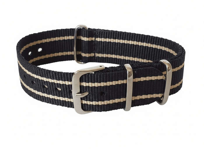 22mm Nato Watch Strap Beige/Black V2