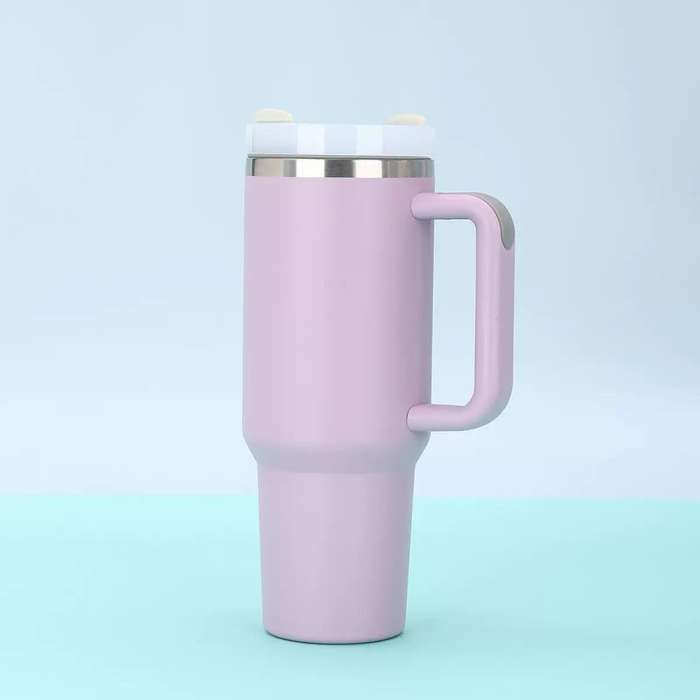 1.2L STAINLESS STEEL TUMBLER CUP WIITH STRAW & SILICONE SEAL (PURPLE)