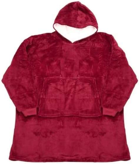 HUGGLE OVERSIZED ULTRA PLUSH BLANKET HOODIE ONE SIZE FITS ALL - BURGUNDY