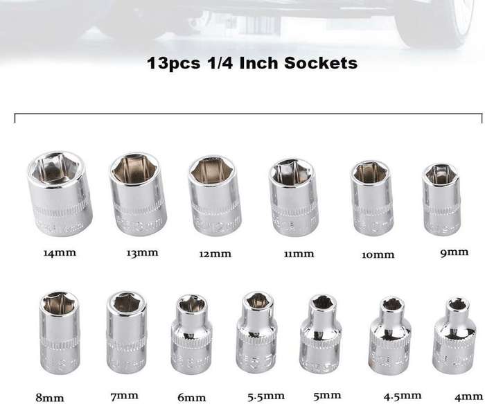 Tools Set 46pcs 1/4-Inch Socket Set Car Vehicle Repair Set