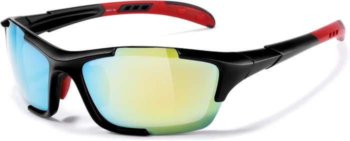 Polarized Sports Sunglasses Men`s Cycling Running Golf Fishing Volleyball Tennis Anti-UV (Black/Red)