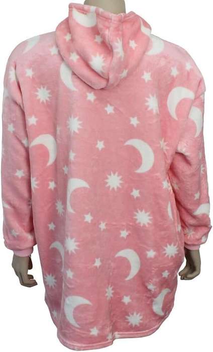GLOW IN THE DARK STARRY NIGHT LUXURY FLEECE BLANKET HOODIE - PINK