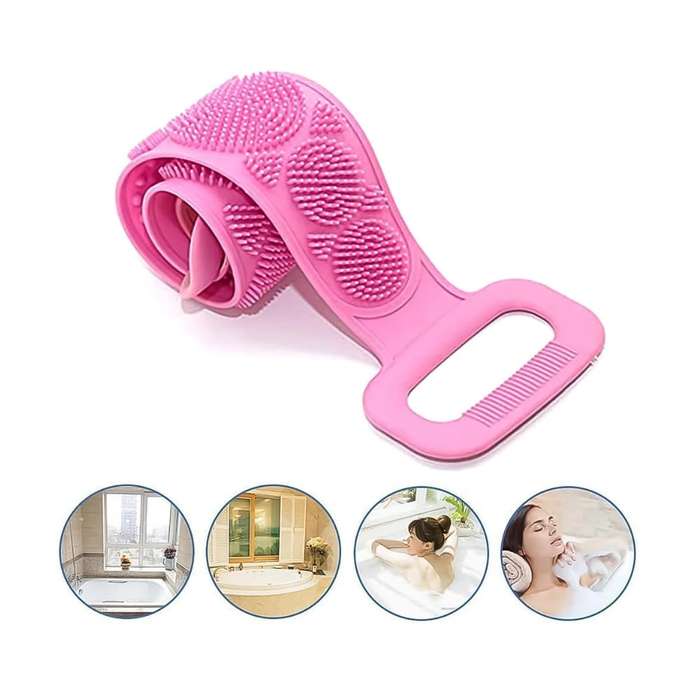 Silicone Brushes Bath Towels Rubbing Back Pink
