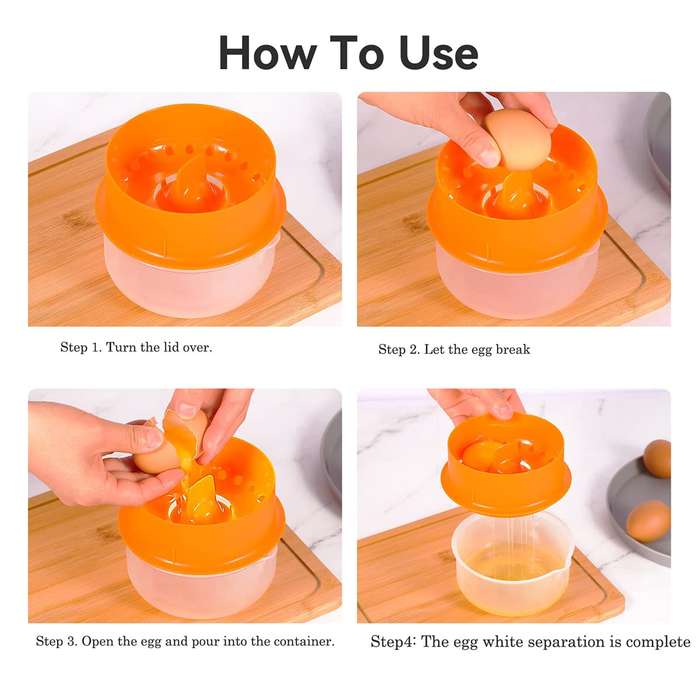 Egg White Separator Eggs Yolk Separators Multi-Eggs White Yolk Filter 5-6 Eggs Divider,Saves Time Chicken Baking Tools,Orange