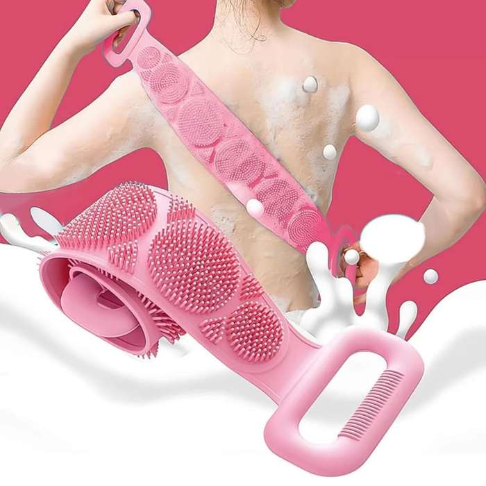 Silicone Brushes Bath Towels Rubbing Back Pink