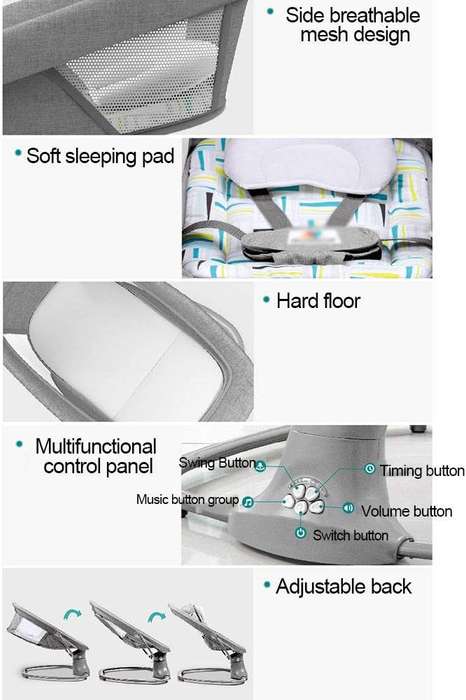 Multi-function Baby Bouncer, Smart Bluetooth Soft Comfortable Breathable Electric Baby Rocking Chair