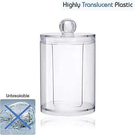 Cosmetic Cotton Pads Storage Rack - Large Capacity Qtip Dispenser Holder Transparent Acrylic Storag