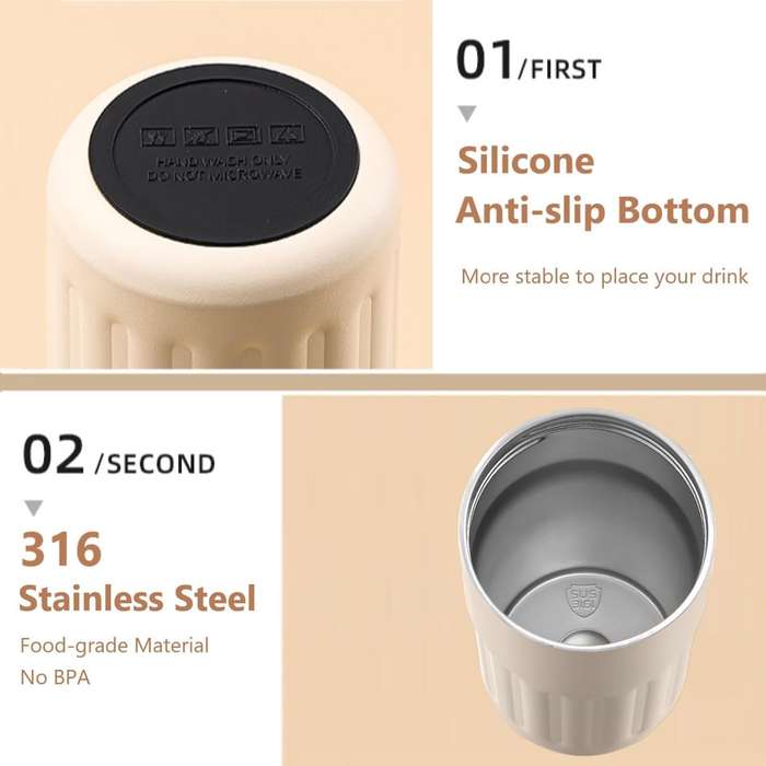 450mL Stainless Steel High Vacuum Coffee Flusk - BLACK