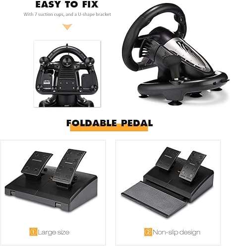 Profession Racing Game Steering Wheel with Brake Pedal for PC, PS3, PS4 and Xbox One