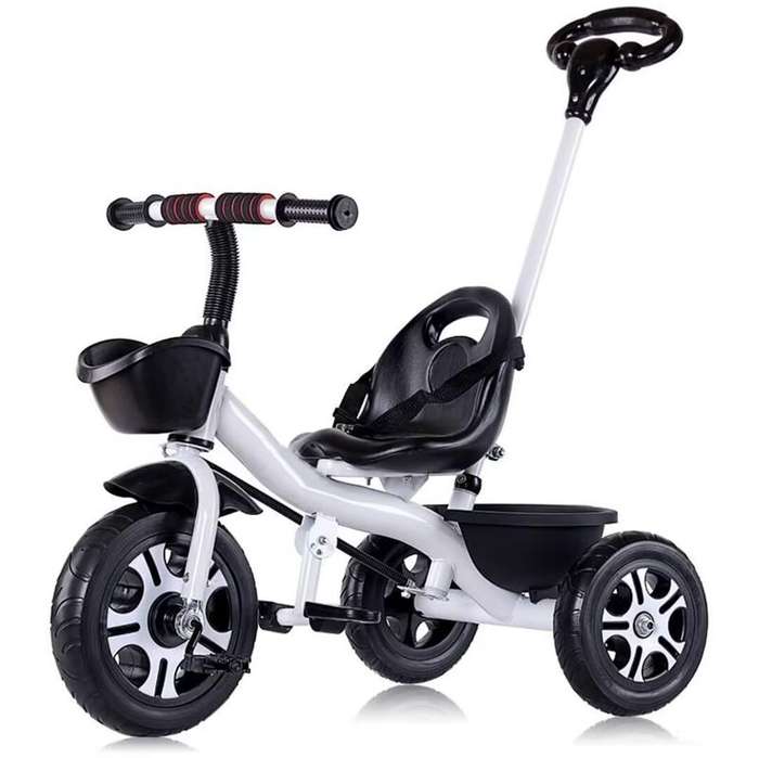 White Red Kids Trike Bike With Parent Steering Push Handle