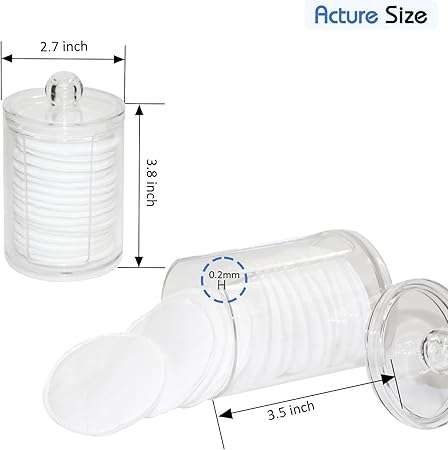 Cosmetic Cotton Pads Storage Rack - Large Capacity Qtip Dispenser Holder Transparent Acrylic Storag