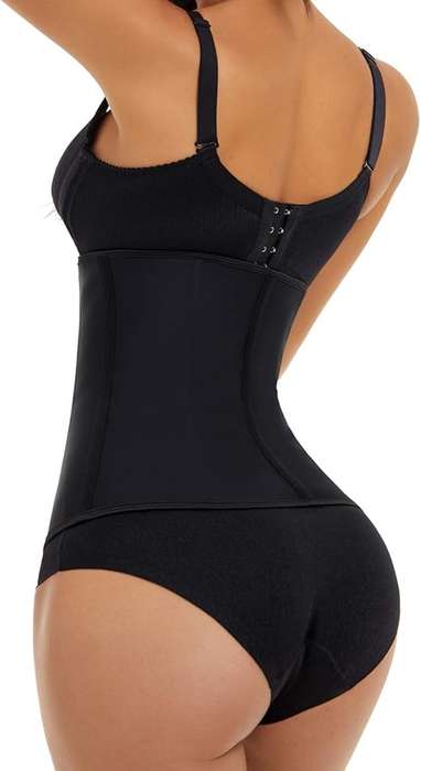 9 Steel Boned Latex Waist Trainer - Black (S - 5XL)