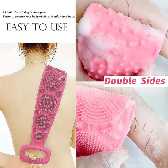 Silicone Brushes Bath Towels Rubbing Back Pink