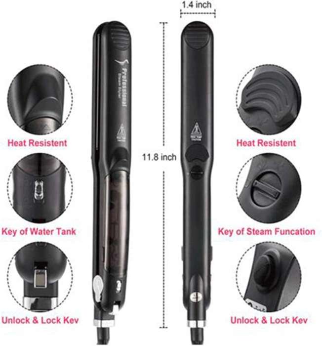 Mini Flat Iron for Hair Steam Hair Straightener Smart Ceramic Tourmaline Hair Straightener Negative