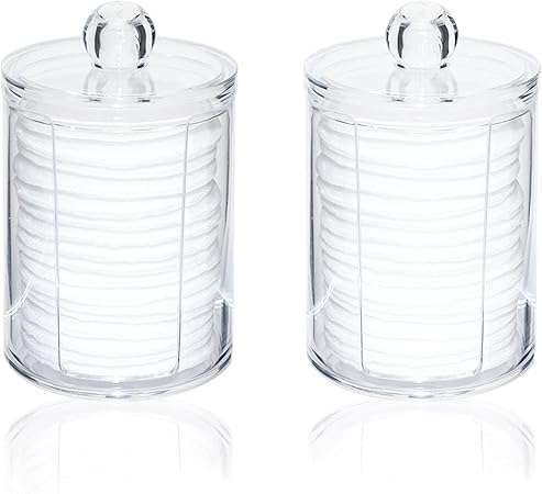 Cosmetic Cotton Pads Storage Rack - Large Capacity Qtip Dispenser Holder Transparent Acrylic Storag