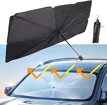 Car Windshield Sun Shade Umbrella (57in. x 31in.), Foldable Car Umbrella Sunshade Cover UV Block Car