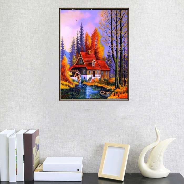 House In The Woods - 5D Diamond Art -30x30cm , 5D Crystal Beads - Kit