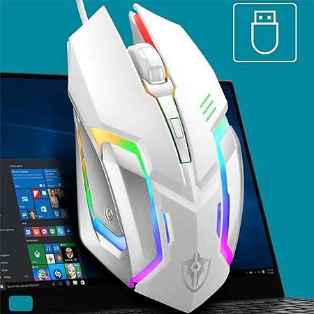 Wired Gaming Mouse, Lightweight Mouse USB Gaming Mice for PC Gamers-White