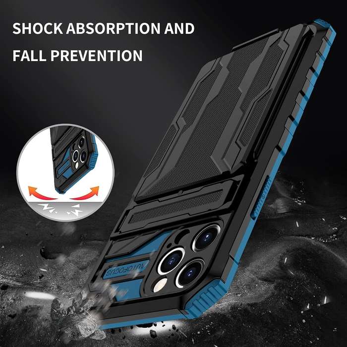Sliding hidden wallet shockproof protective case for Samsung Redmi iPhone