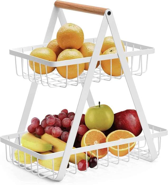 2 Tier Fruit Basket White