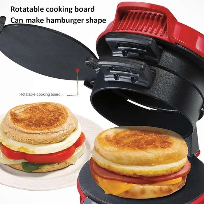 Breakfast Sandwich Maker, Burger Maker Machine with Removable As-Sembly, Muffin Maker Machine with I