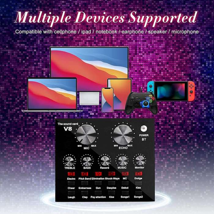 Professional Recording Microphone Soundcard Set M800 Pro Condenser Microphone Kit V8 Sound Card Gold