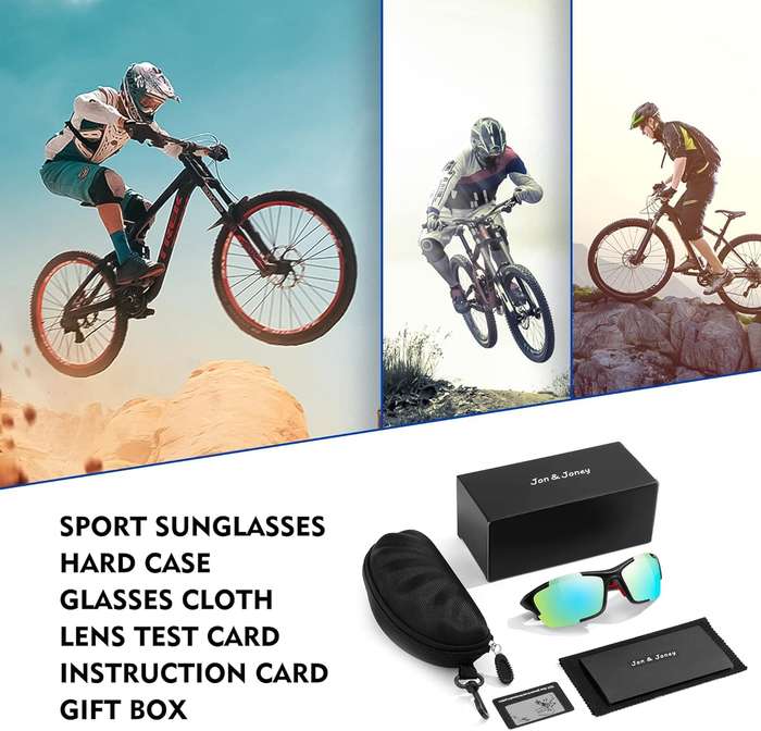 Polarized Sports Sunglasses Men`s Cycling Running Golf Fishing Volleyball Tennis Anti-UV (Black/Red)