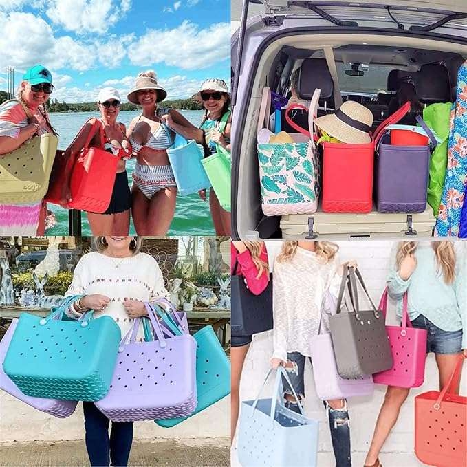 Rubber waterproof Tote Hand & Beach bag -Blue