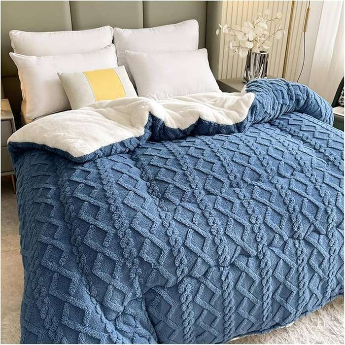 Bedding Thicken Lamb Cashmere Blanket - Double/Queen - Blue