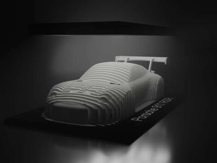 Layered Porsche 911 RSR Sculpture