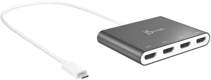J5 JCA366 USB Type-C To 4-Port HDMI Multi-Monitor Adapter