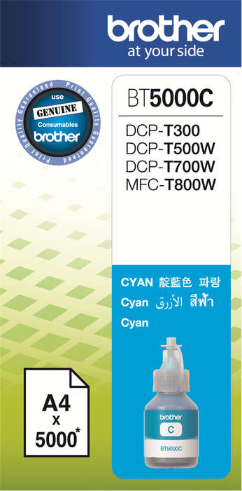 Brother BT5000C Cyan Ink - for DCPT310, DCPT500W, DCPT510W, DCPT710W, MFCT910DW