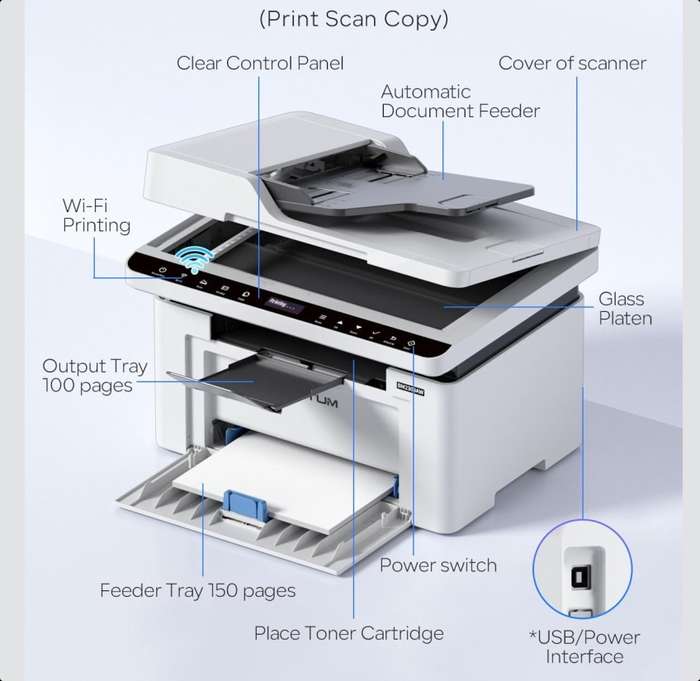 Pantum BBM2305AW A4 Mono Laser 3 in 1 Printer with ADF - 22pm