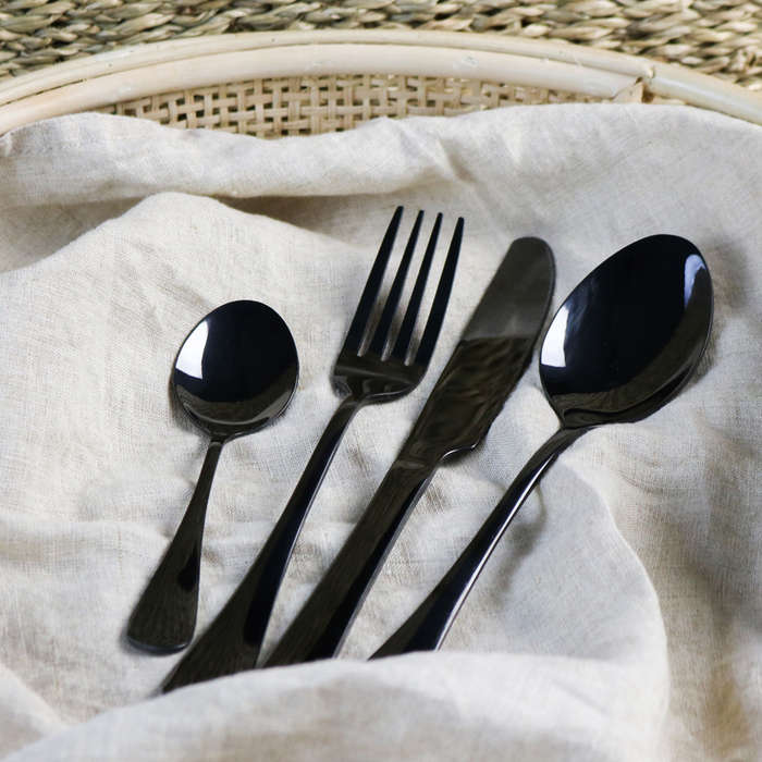 Kitchen Kult Black Stainless Steel Cutlery Set -24 Piece