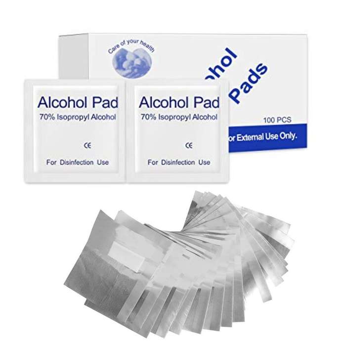 Nordik Beauty Nail Prep Combo - 100 Alcohol Pads + 50 Nail Foils