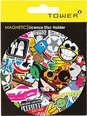 Tower Magnetic License Disc Holder - Sticker Bomb (90mm)