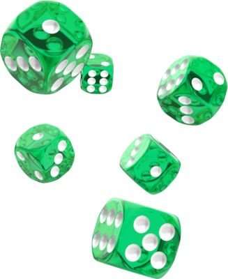 oakie doakie DICE D6 Dice 16mm Translucent: Green (12)