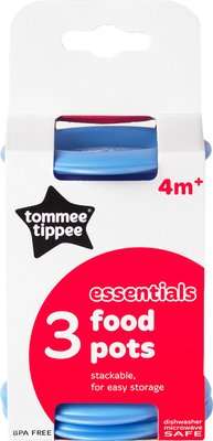 Tommee Tippee - Essentials Food Pots & Lids (3 Pack | Supplied Colour May Vary)