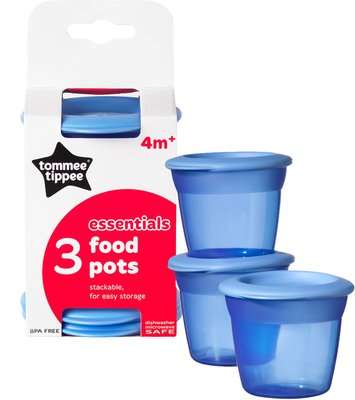 Tommee Tippee - Essentials Food Pots & Lids (3 Pack | Supplied Colour May Vary)