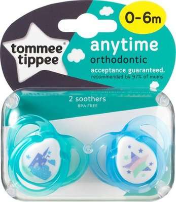 Tommee Tippee Closer to Nature Anytime Soother (0 - 6 Months | 2 Pack | Supplied Colour May Vary)